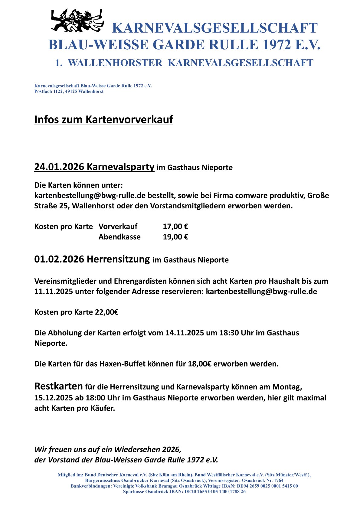 Infos zum Kartenvorverkauf 2025-26